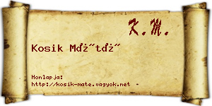 Kosik Máté névjegykártya